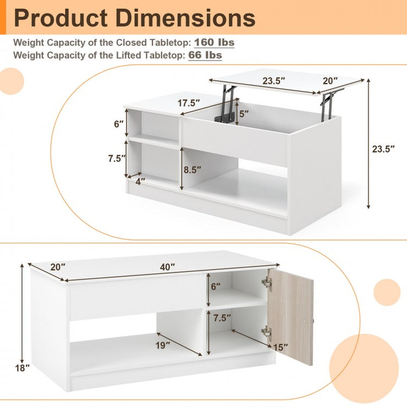 Modern Coffee Table with Lift Tabletop and Storage Compartments