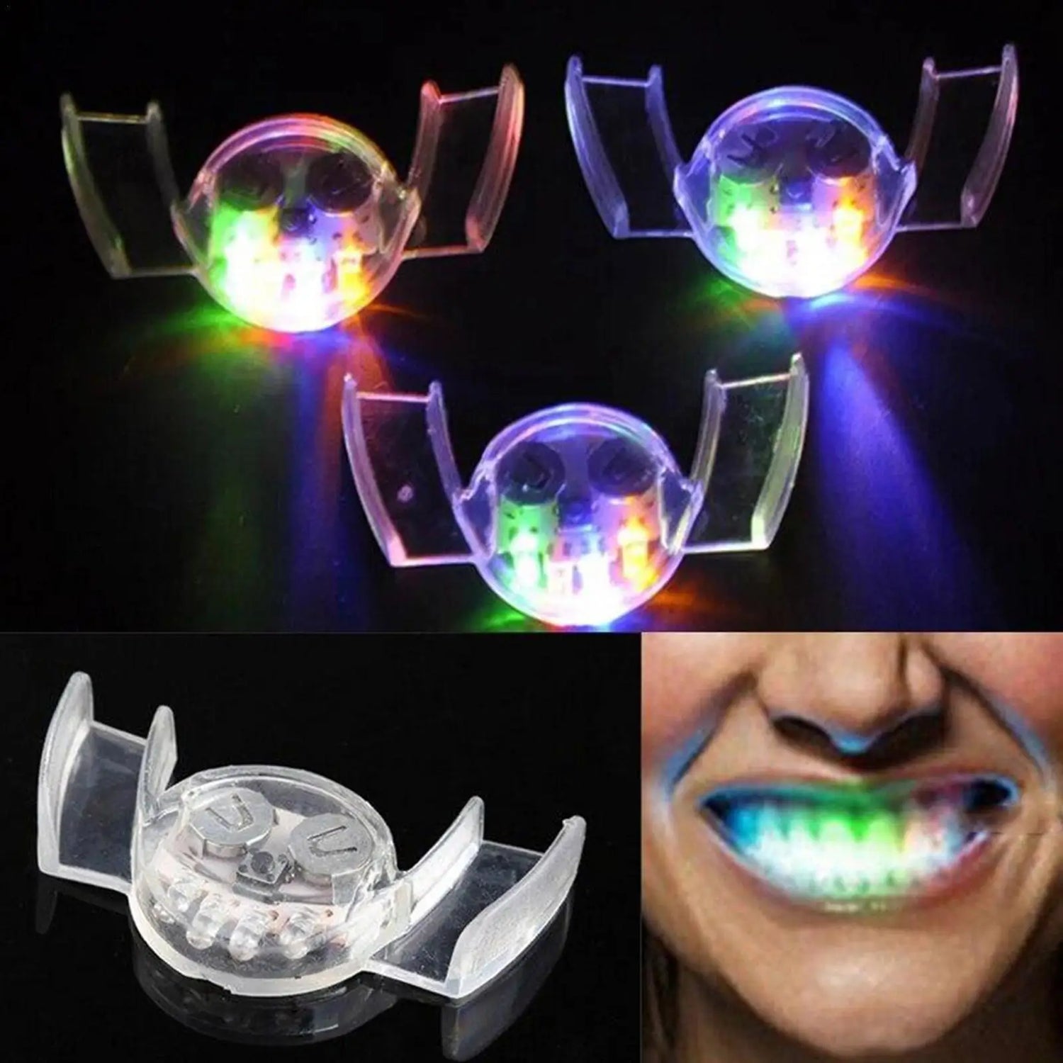 1 Pcs Creative Flashing LED Light up Mouth Braces Piece Glow Teeth Halloween Party Rave Glow Party Supplies Toy Decompression