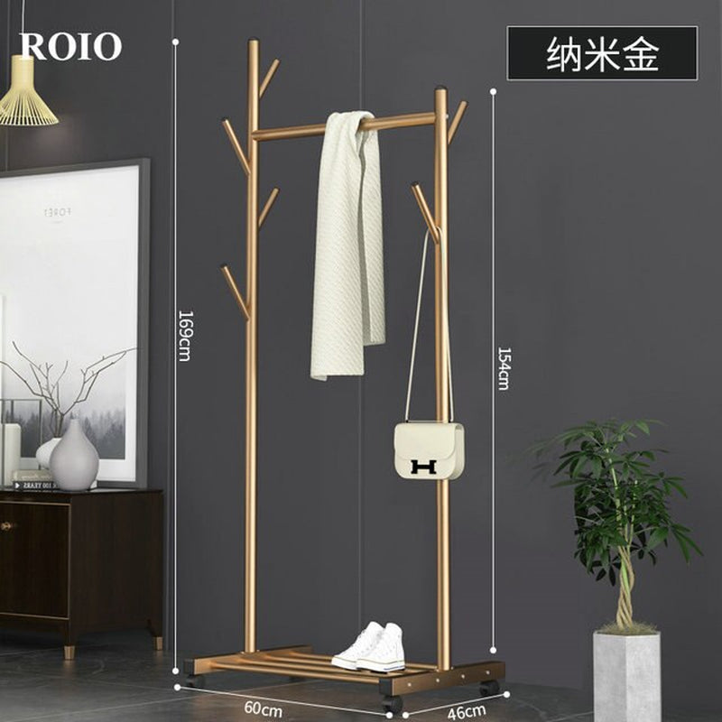 Simple Coat Rack Stainless Steel Single Rod Clothes Hanger Tree Shaped Display Stand Balcony Drying Rack Floor Clothing Hanger