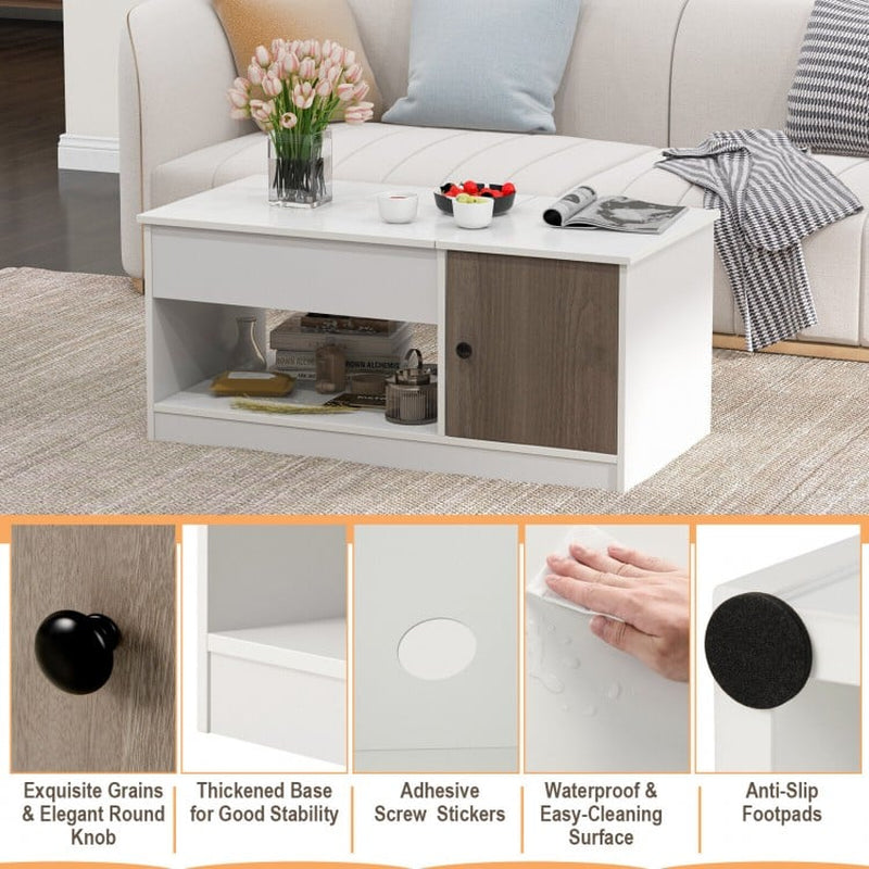 Modern Coffee Table with Lift Tabletop and Storage Compartments