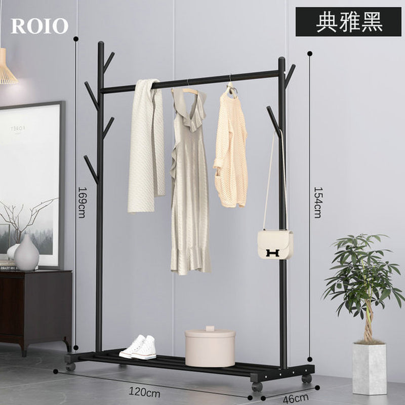 Simple Coat Rack Stainless Steel Single Rod Clothes Hanger Tree Shaped Display Stand Balcony Drying Rack Floor Clothing Hanger