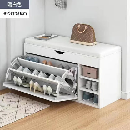 Nordic Shoe Storage Rack Entrance with Shoe Changing Stool Household Shoe Cabinet Household Entrance Bench Shoes Organizer Shelf