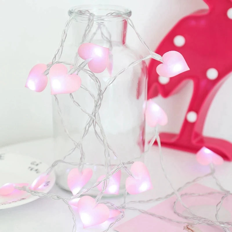 10/20 Led Cotton Love Heart Wedding String Fairy Light Pink Girl String Light Indoor Wedding Party Garland Valentines Day Decor