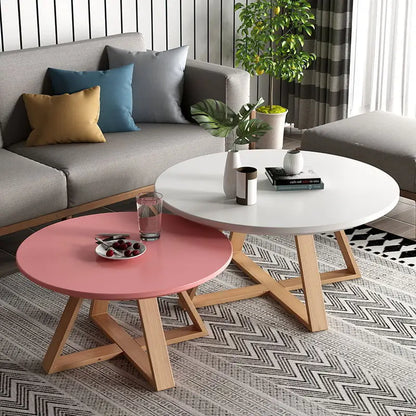 Modern Coffee Table Set Originality Tables Combination Solid Wood round Tables for Living Room Simple Center Tables