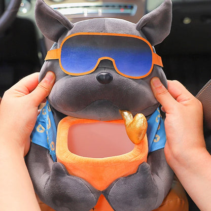 2 in 1 Car Tissue Box Doll Cartoon Garbage Can Dog Monkey Rabbit Short Plush Car Tissue Holder Car Tissue Box Car Accessories