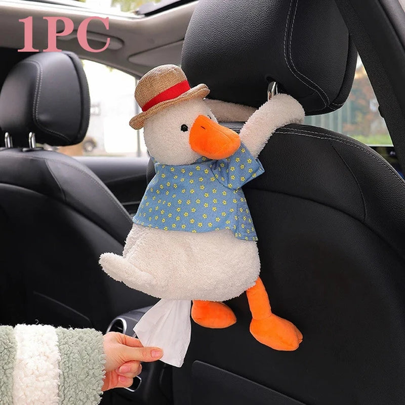 2 in 1 Car Tissue Box Doll Cartoon Garbage Can Dog Monkey Rabbit Short Plush Car Tissue Holder Car Tissue Box Car Accessories