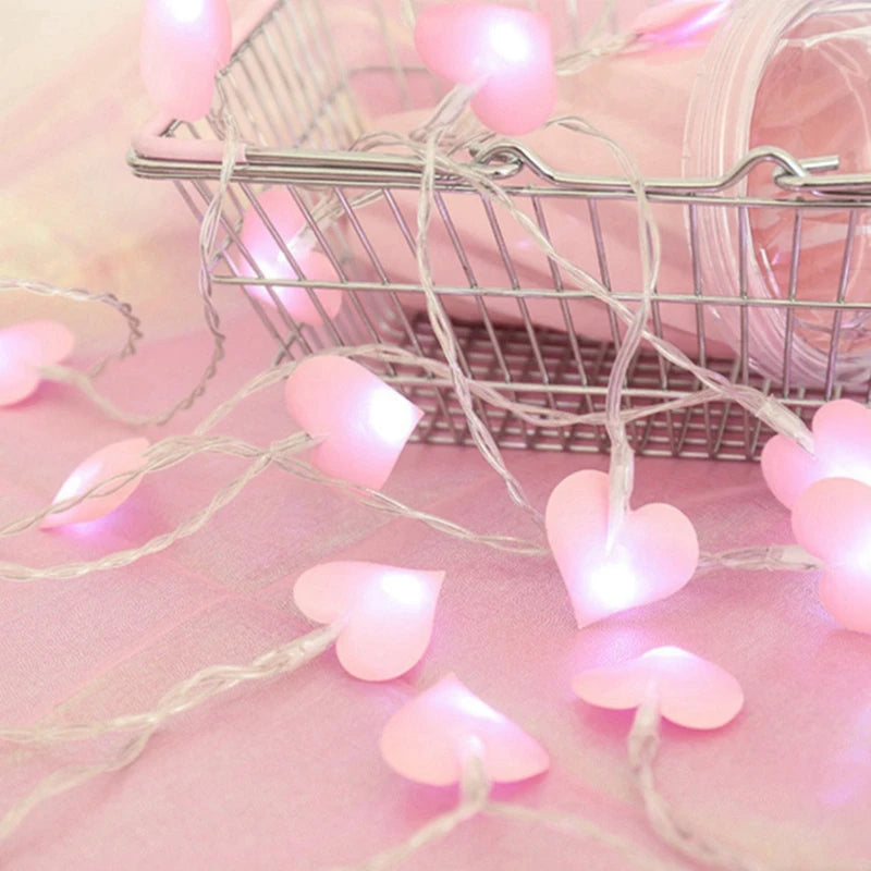 10/20 Led Cotton Love Heart Wedding String Fairy Light Pink Girl String Light Indoor Wedding Party Garland Valentines Day Decor