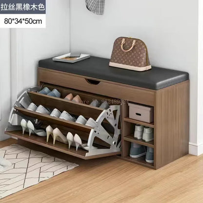 Nordic Shoe Storage Rack Entrance with Shoe Changing Stool Household Shoe Cabinet Household Entrance Bench Shoes Organizer Shelf