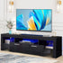 Black TV Stand for 70 Inch TV, Modern TV Cabinet with 16 Color LED Light