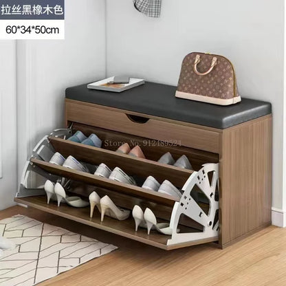 Nordic Shoe Storage Rack Entrance with Shoe Changing Stool Household Shoe Cabinet Household Entrance Bench Shoes Organizer Shelf