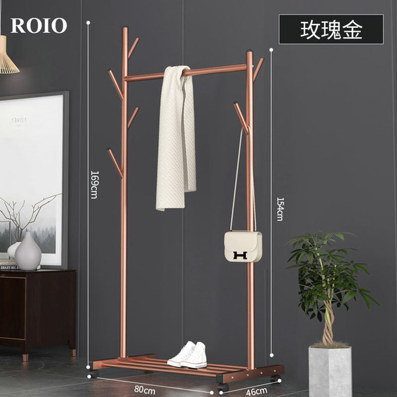 Simple Coat Rack Stainless Steel Single Rod Clothes Hanger Tree Shaped Display Stand Balcony Drying Rack Floor Clothing Hanger