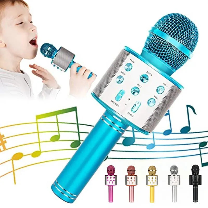 Wireless Bluetooth Karaoke Microphone Speaker 5 in 1 Handheld Rechargeable Microphone for Home Party Singing Meeting