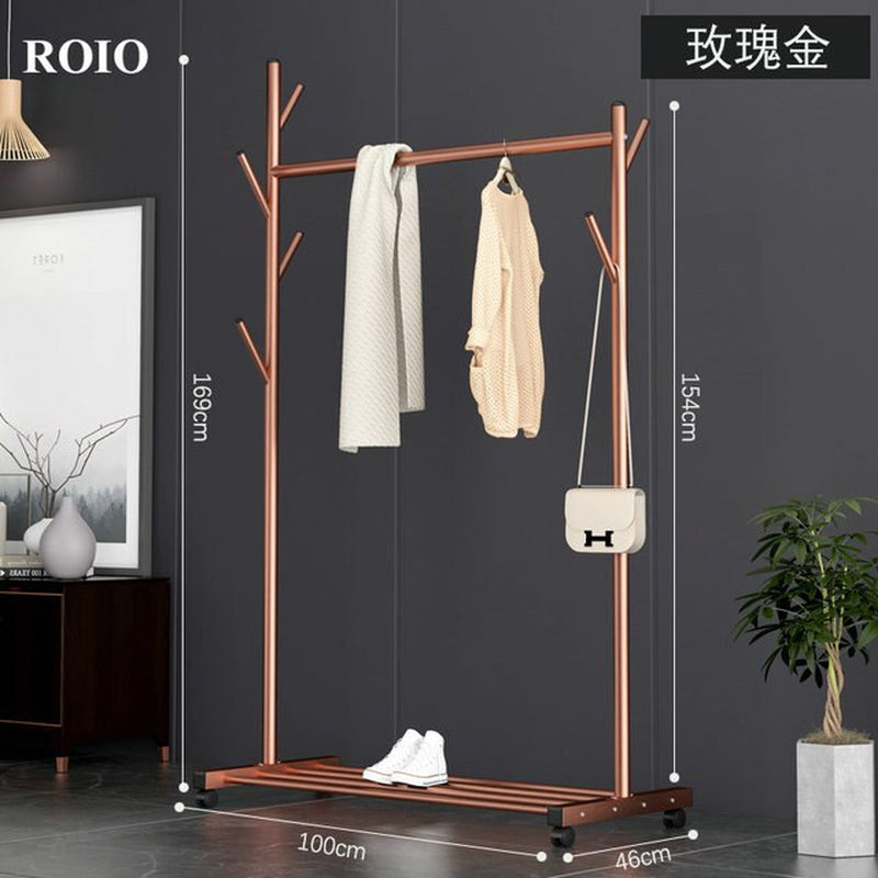 Simple Coat Rack Stainless Steel Single Rod Clothes Hanger Tree Shaped Display Stand Balcony Drying Rack Floor Clothing Hanger