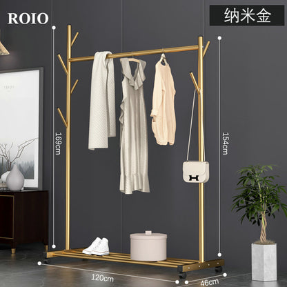 Simple Coat Rack Stainless Steel Single Rod Clothes Hanger Tree Shaped Display Stand Balcony Drying Rack Floor Clothing Hanger