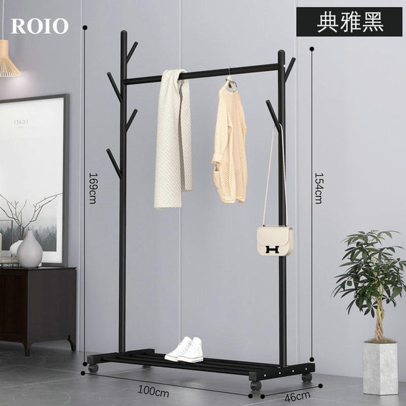 Simple Coat Rack Stainless Steel Single Rod Clothes Hanger Tree Shaped Display Stand Balcony Drying Rack Floor Clothing Hanger