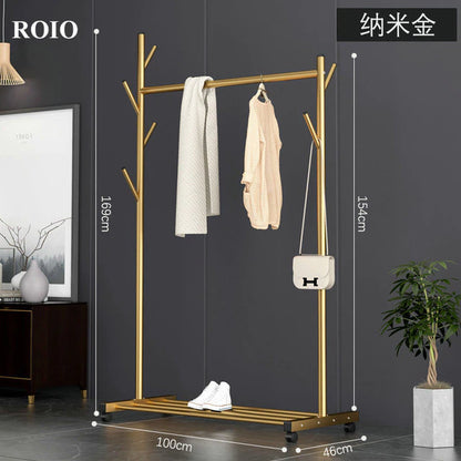 Simple Coat Rack Stainless Steel Single Rod Clothes Hanger Tree Shaped Display Stand Balcony Drying Rack Floor Clothing Hanger