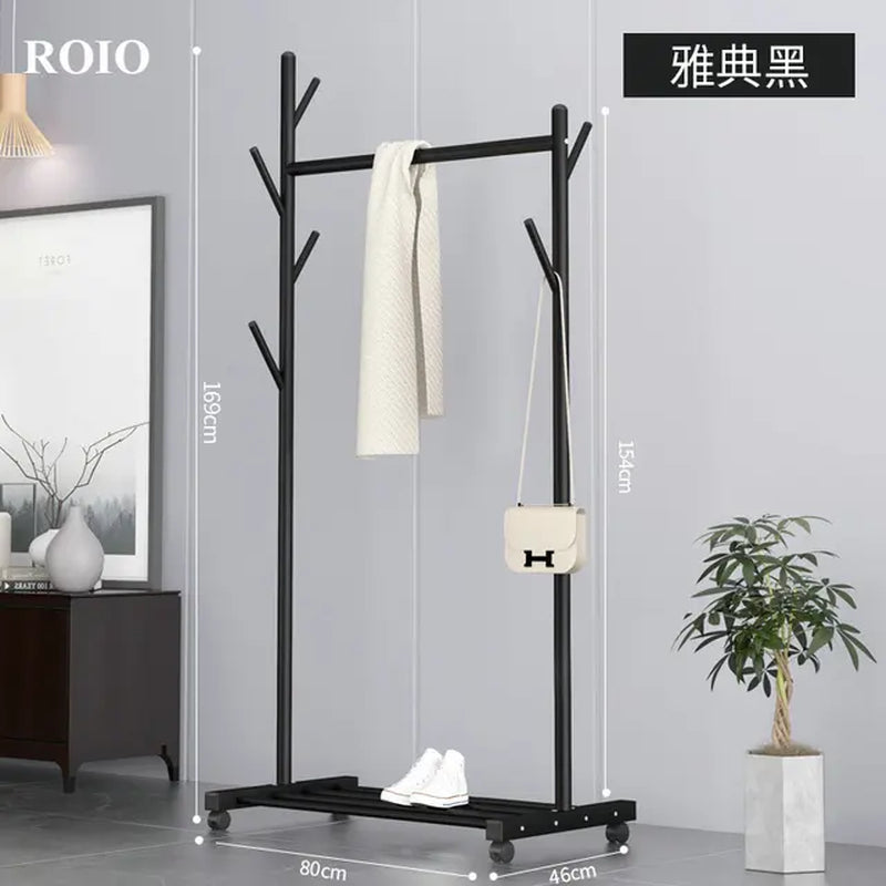 Simple Coat Rack Stainless Steel Single Rod Clothes Hanger Tree Shaped Display Stand Balcony Drying Rack Floor Clothing Hanger