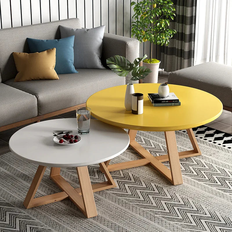 Modern Coffee Table Set Originality Tables Combination Solid Wood round Tables for Living Room Simple Center Tables