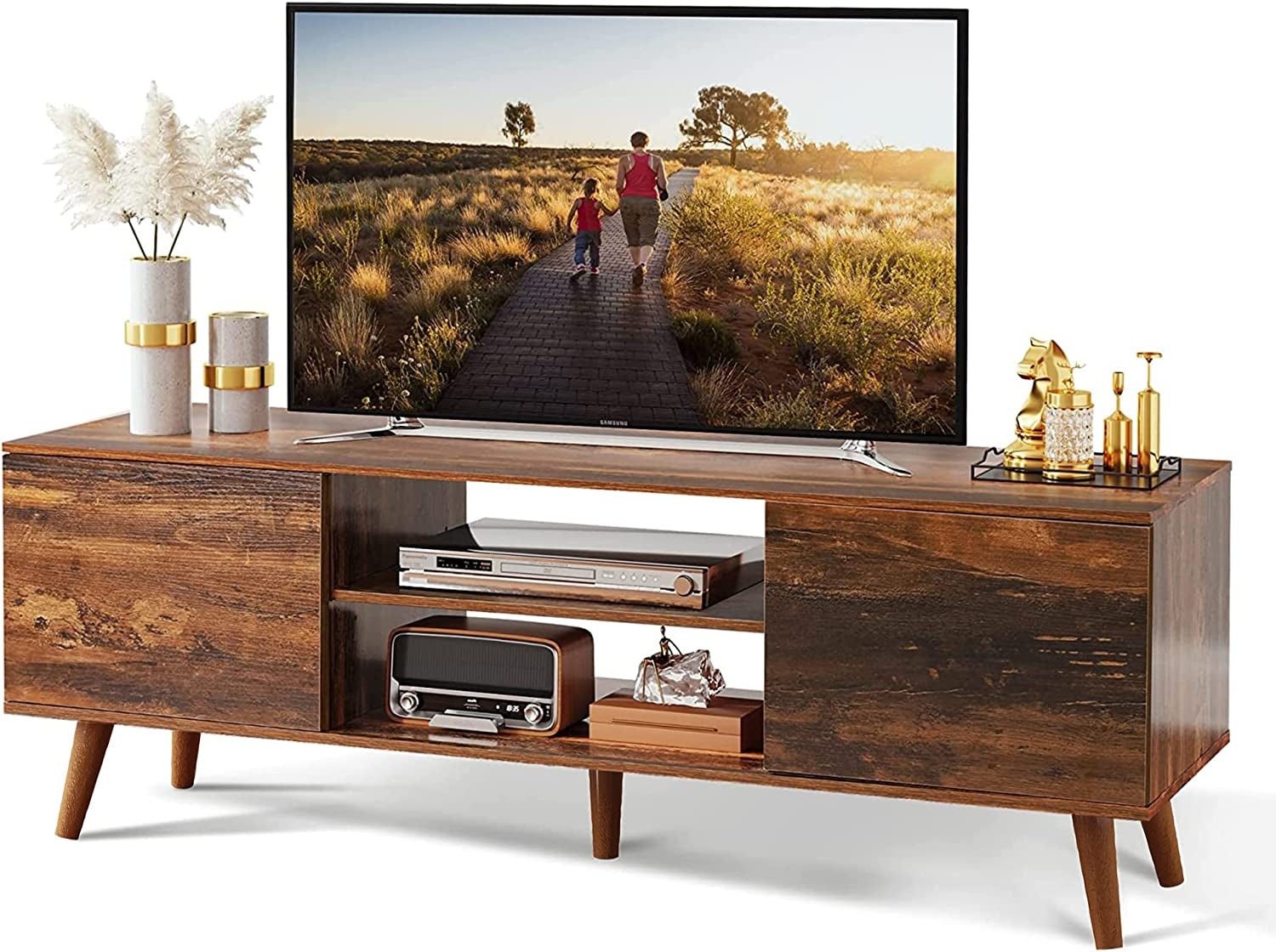 TV Stand for 55 60 Inch TV, Mid Century Modern TV Console, Entertainment Center