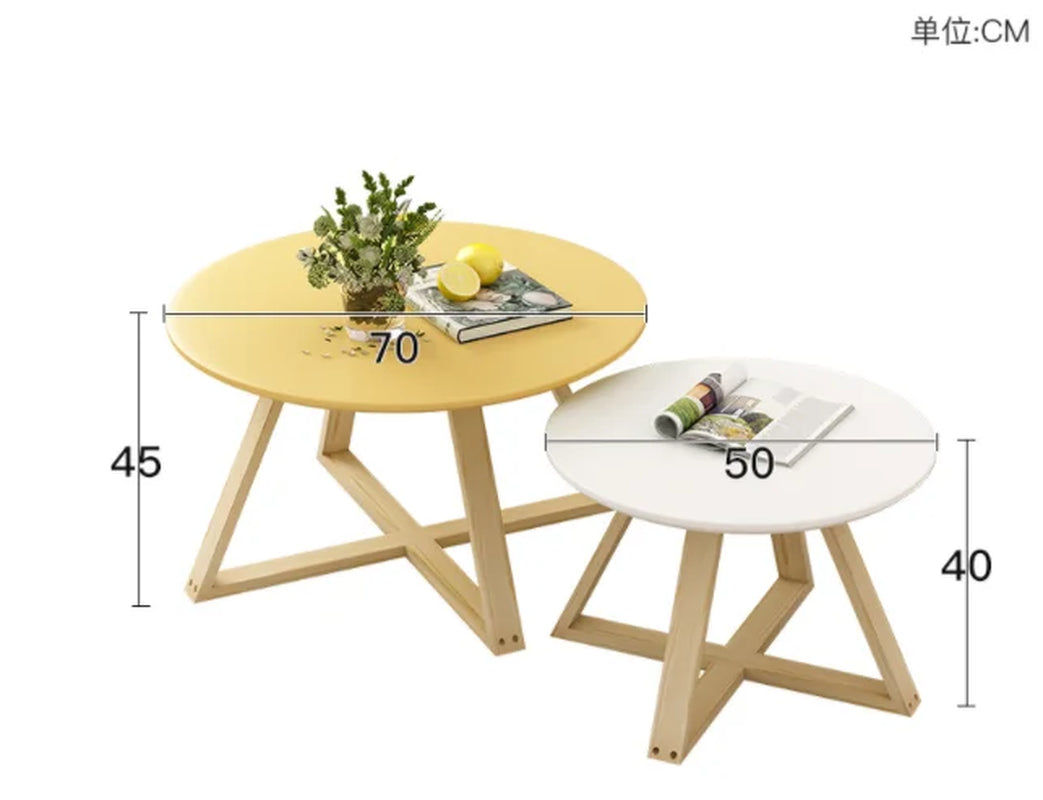 Modern Coffee Table Set Originality Tables Combination Solid Wood round Tables for Living Room Simple Center Tables