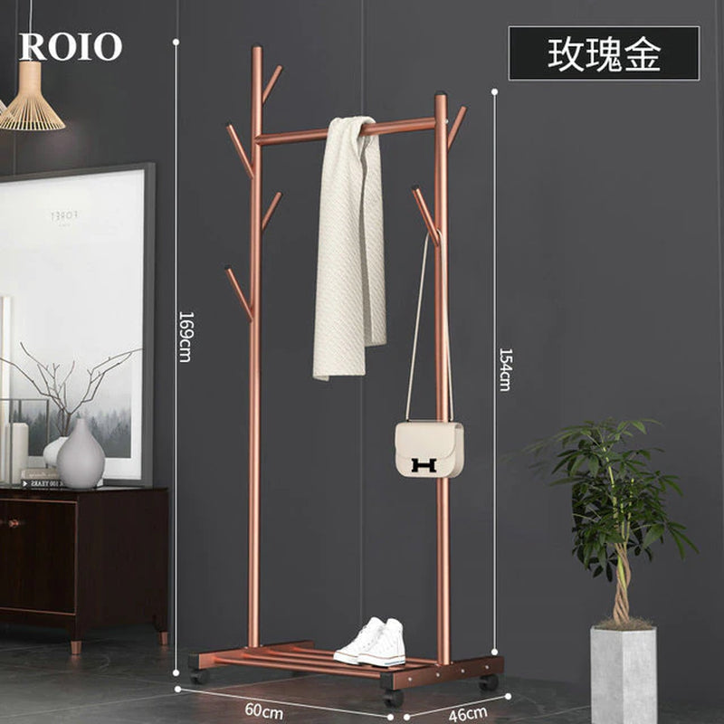 Simple Coat Rack Stainless Steel Single Rod Clothes Hanger Tree Shaped Display Stand Balcony Drying Rack Floor Clothing Hanger