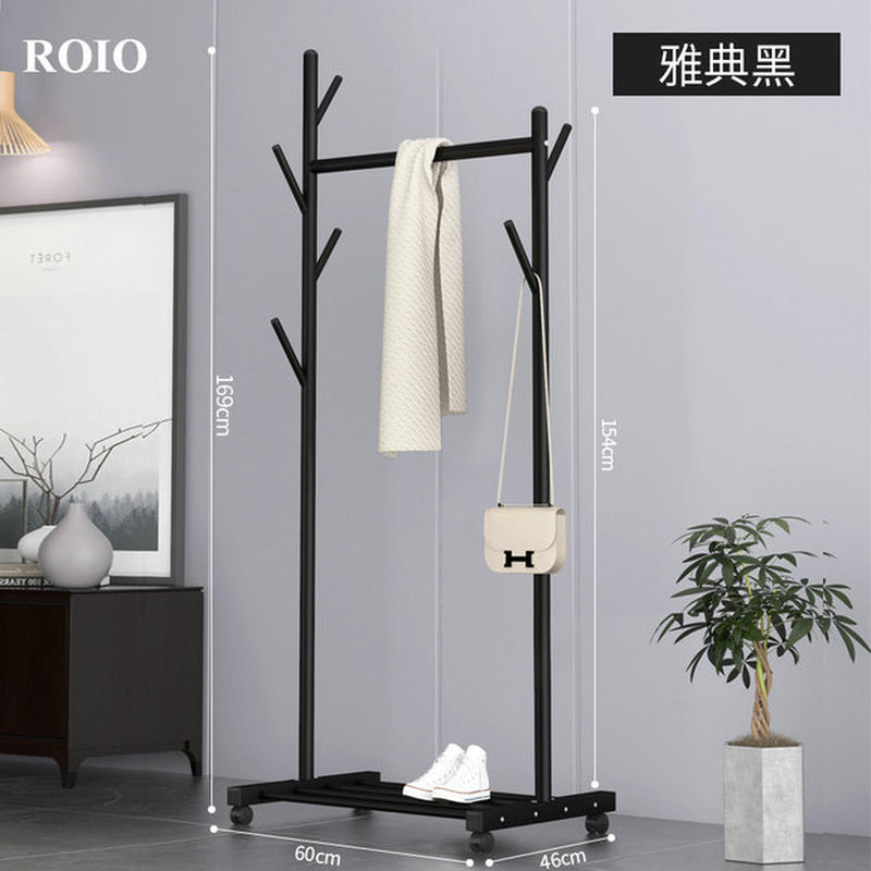 Simple Coat Rack Stainless Steel Single Rod Clothes Hanger Tree Shaped Display Stand Balcony Drying Rack Floor Clothing Hanger