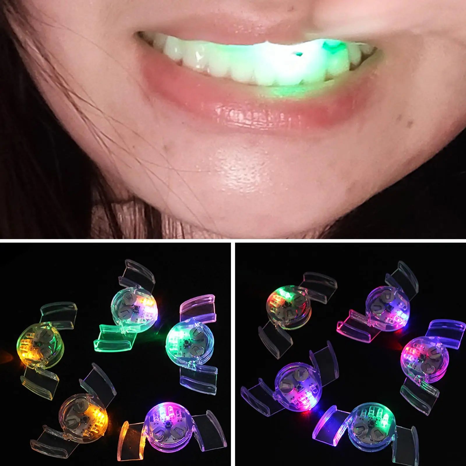 1 Pcs Creative Flashing LED Light up Mouth Braces Piece Glow Teeth Halloween Party Rave Glow Party Supplies Toy Decompression