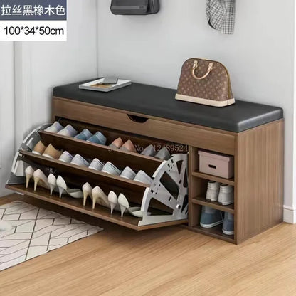 Nordic Shoe Storage Rack Entrance with Shoe Changing Stool Household Shoe Cabinet Household Entrance Bench Shoes Organizer Shelf