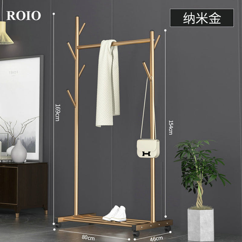 Simple Coat Rack Stainless Steel Single Rod Clothes Hanger Tree Shaped Display Stand Balcony Drying Rack Floor Clothing Hanger